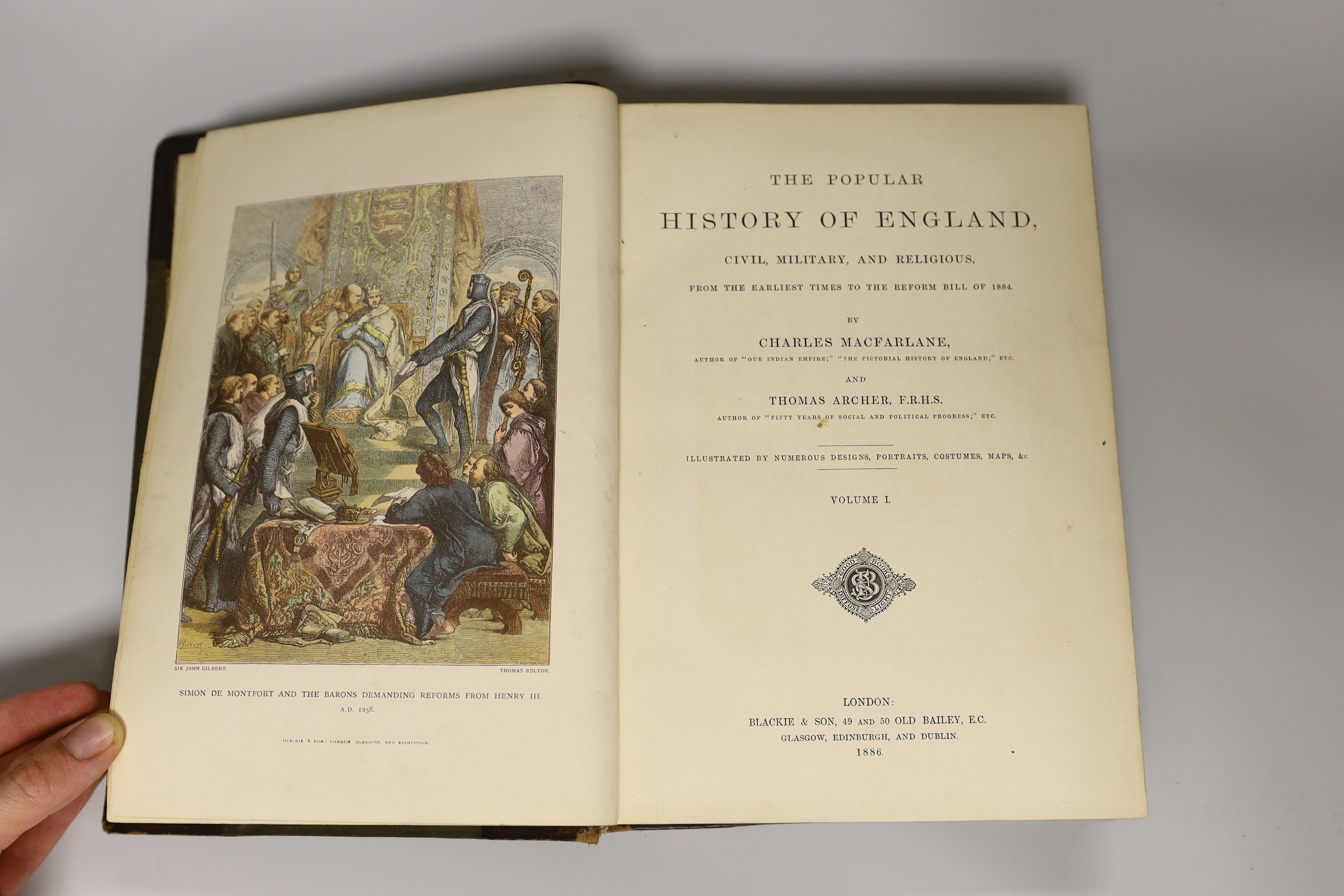 Hutchinson, Walter (editor) - Customs of the World, 2 vols, 4to, half red morocco, Hutchinson & Co., London, nd; Walpole - The Letters of Horace Walpole, Earl of Orford, 6 vols, 8vo, tree calf, all boards detached, Richa
